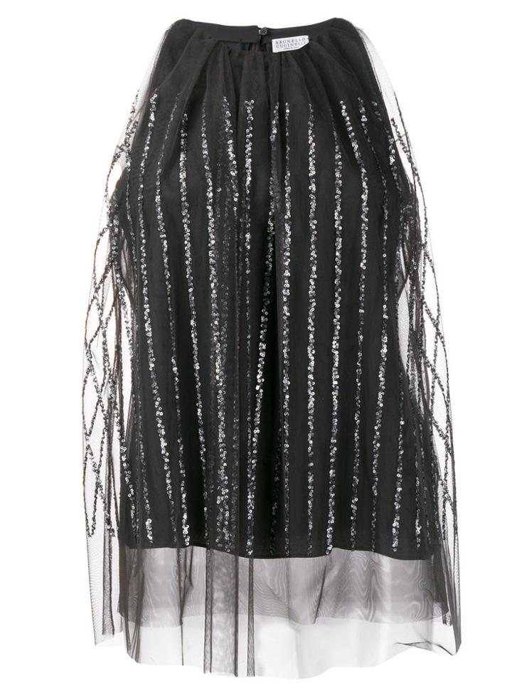 Brunello Cucinelli Sequined Tulle Top - Grey