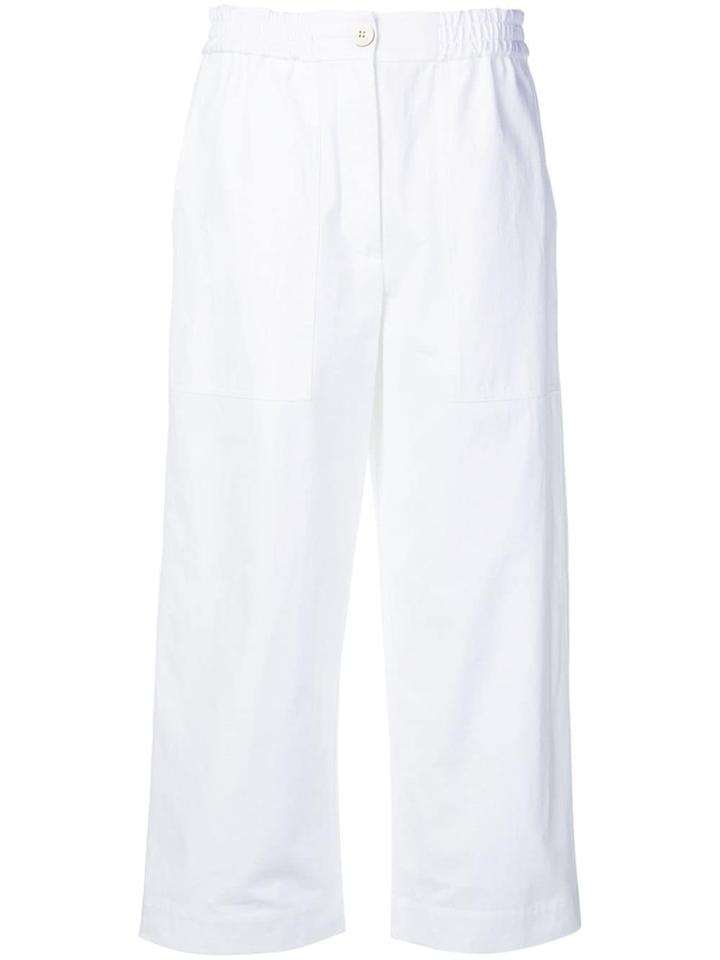 Alberto Biani Cropped Wide-leg Trousers - White