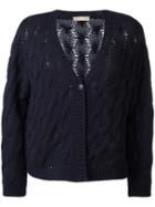 Cruciani Cable Knit Cardigan, Women's, Size: 44, Blue, Cashmere