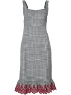 Embroidered Ruffled Checked Dress - Women - Cotton/spandex/elastane - 42, Black, Cotton/spandex/elastane, Altuzarra