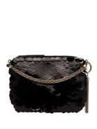 Jimmy Choo Black Callie Sequin Embellished Silk Shoulder Bag