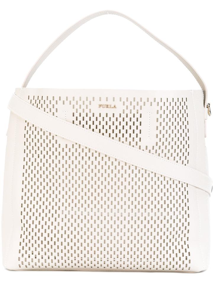 Furla - Textured Tote Bag - Women - Calf Leather - One Size, White, Calf Leather