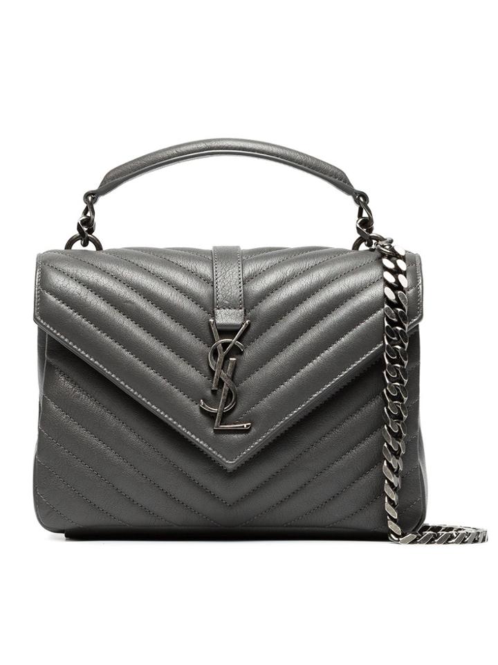 Saint Laurent Grey Collège Monogram Leather Bag