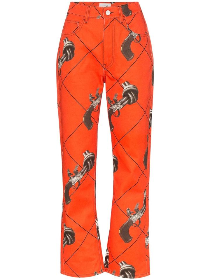 Kirin Guns Print Boyfriend Jeans - Orange