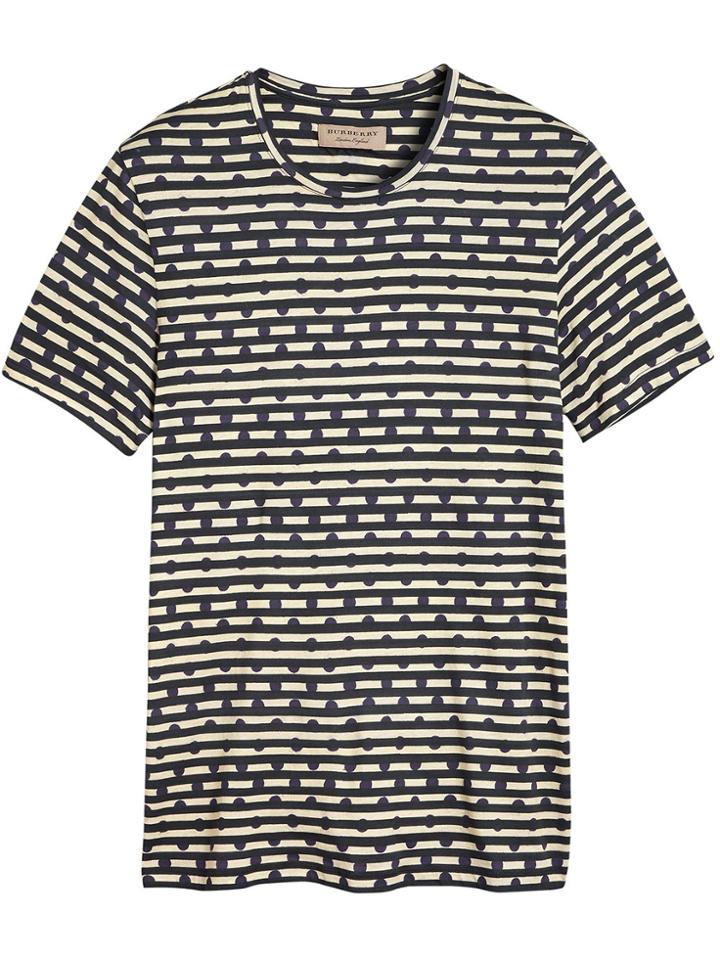 Burberry Spot And Stripe Print T-shirt - Blue