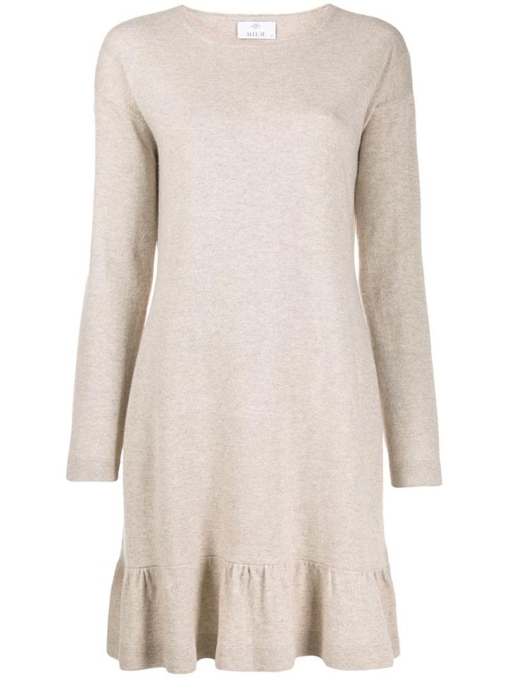 Allude Ruffled Hem Knit Dress - Neutrals