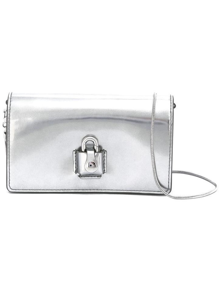 Alexander Wang Padlock Detail Clutch, Women's, Grey, Calf Leather