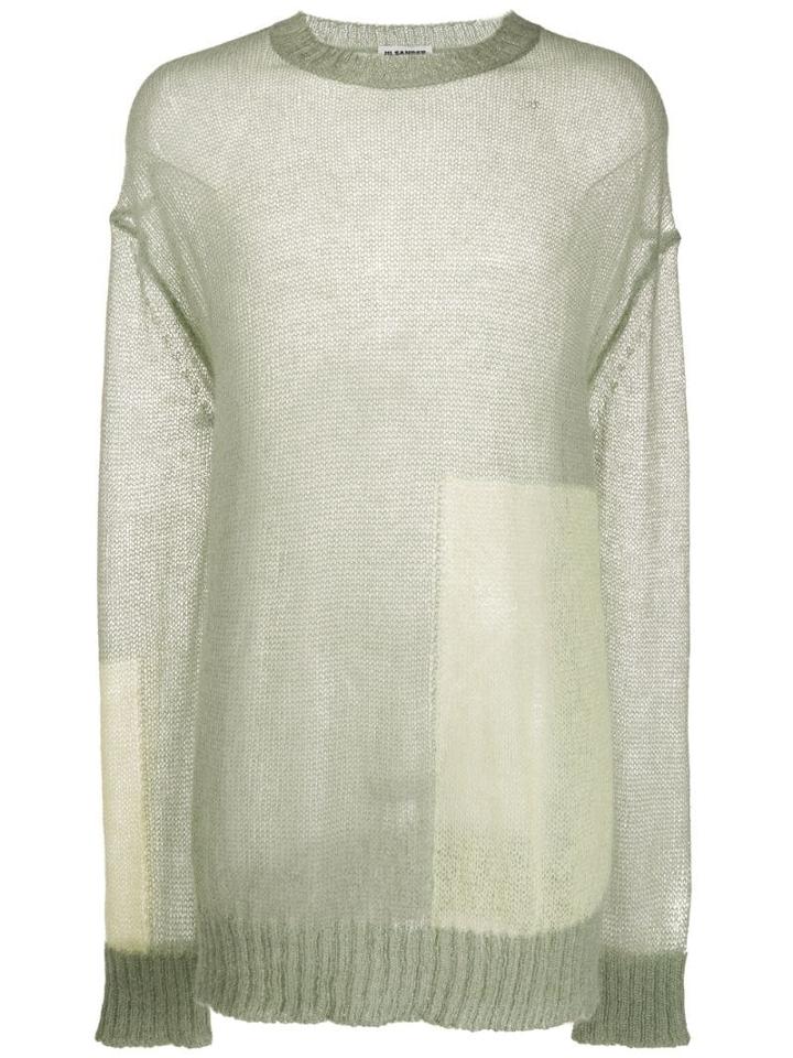 Jil Sander Two Tone Longline Jumper - Green