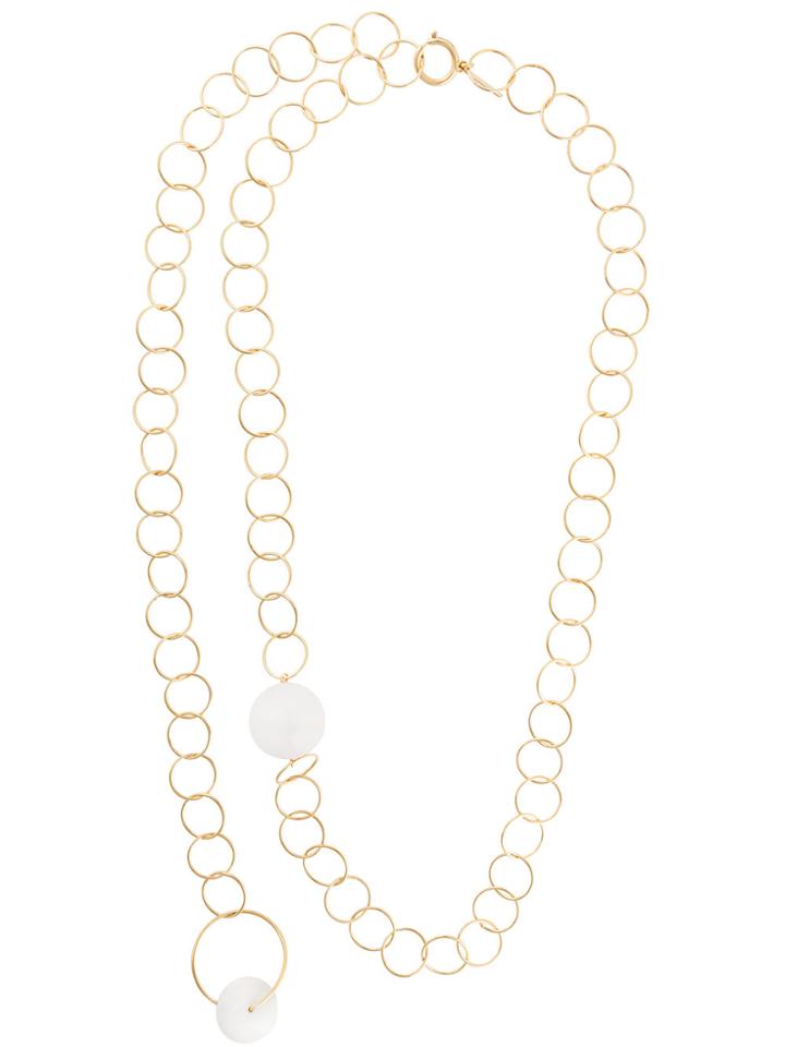 Marni Bead Embellished Disc Necklace - Metallic