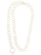 Marni Bead Embellished Disc Necklace - Metallic
