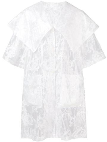 Suzanne Rae Embroidered Sheer Coat - White