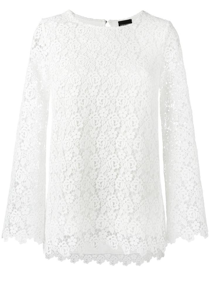Ermanno Scervino Lace Overlay Blouse, Women's, Size: 46, White, Polyester/viscose