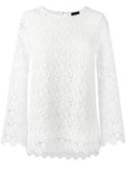 Ermanno Scervino Lace Overlay Blouse, Women's, Size: 46, White, Polyester/viscose