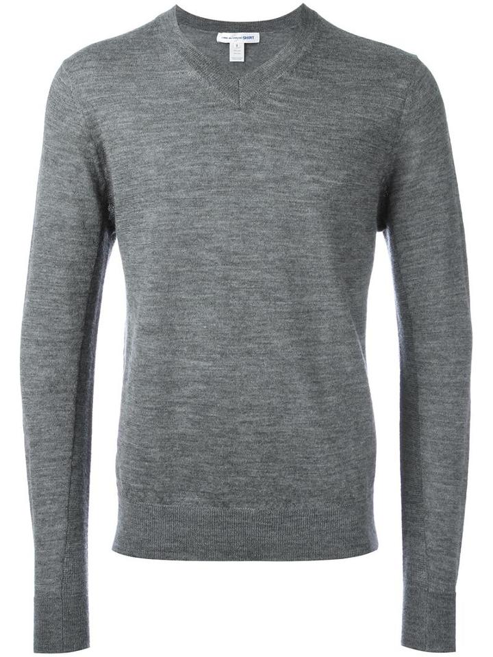 Comme Des Garçons Shirt V-neck Jumper, Men's, Size: Small, Grey, Wool