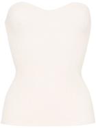 Khaite Lucie Ribbed Knit Bustier - White