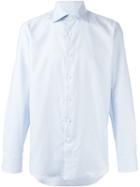 Canali Micro Check Print Shirt, Men's, Size: 40, Blue, Cotton