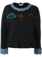 Fendi Flocked Flower Sweatshirt, Women's, Size: 38, Black, Cotton/polyamide