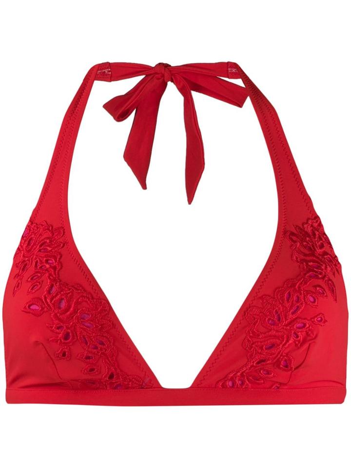 Ermanno Scervino Floral Embroidered Halterneck Bikini Top