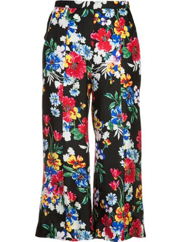 Piamita 'harley' Floral-print Cropped Trousers, Women's, Size: Xs, Black, Silk
