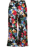 Piamita 'harley' Floral-print Cropped Trousers, Women's, Size: Xs, Black, Silk