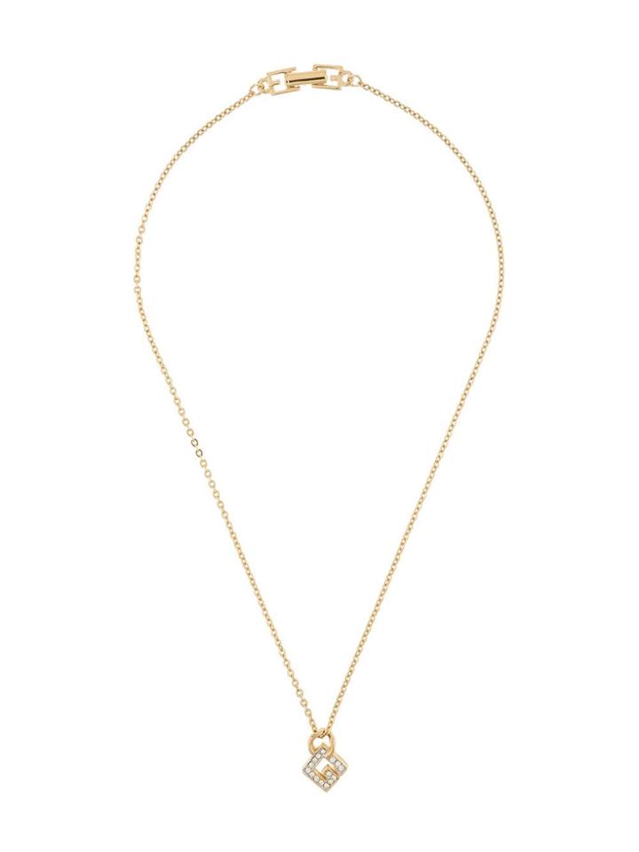 Givenchy Pre-owned Rhinestone Logo Necklace - Gold