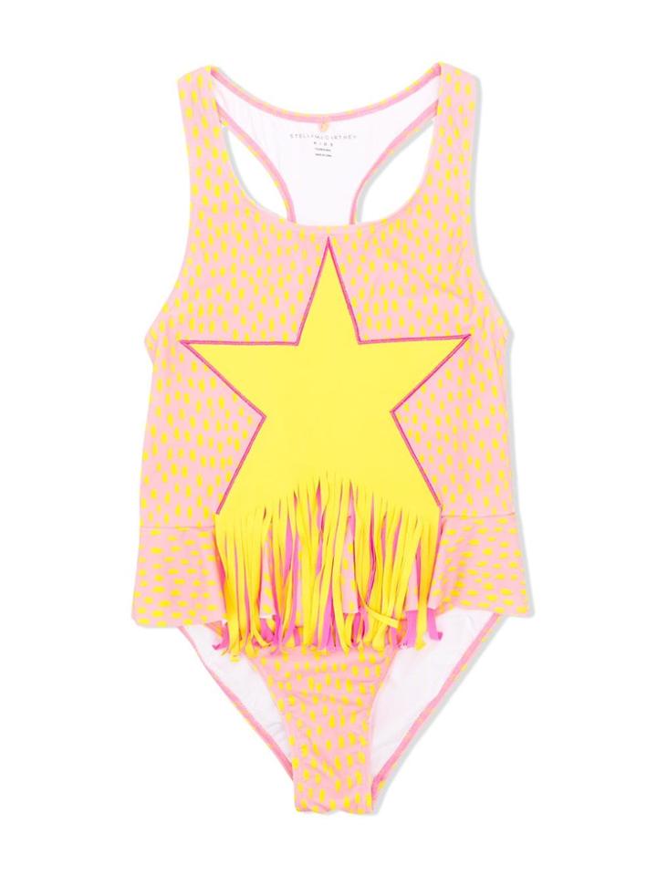 Stella Mccartney Kids Teen Star Fringed Swimsuit - Pink