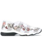Fendi Floral Embroidered Sneakers - White
