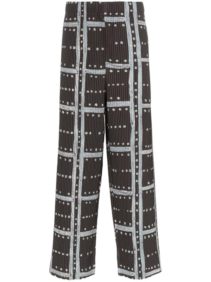 Homme Plissé Issey Miyake Ladder Check Trousers - Grey