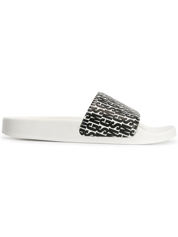 Msgm Logo Print Slides - Black