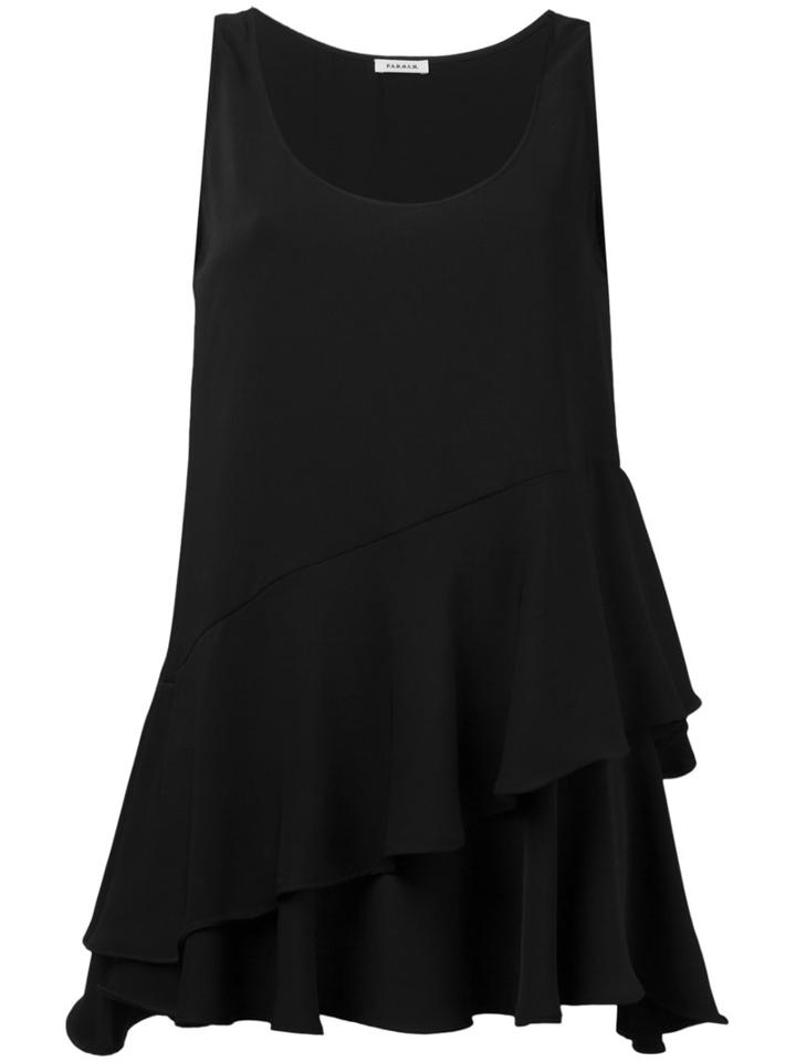 P.a.r.o.s.h. Layered Ruffled Tank, Women's, Black, Polyester