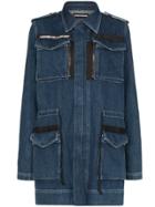 House Of Holland Multi Pocket Denim Military Jacket - Blue