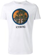 Iceberg Palm Tree Print T-shirt, Men's, Size: Large, White, Cotton