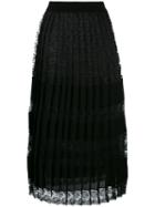Antonio Marras Lace Pleated Skirt, Size: Large, Black, Viscose/polyester/nylon