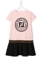 Fendi Kids Teen Logo Print Dress - Pink