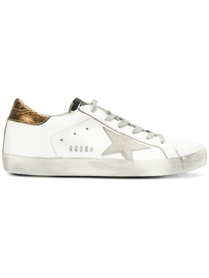 Golden Goose Deluxe Brand White & Bronze Superstar Sneakers