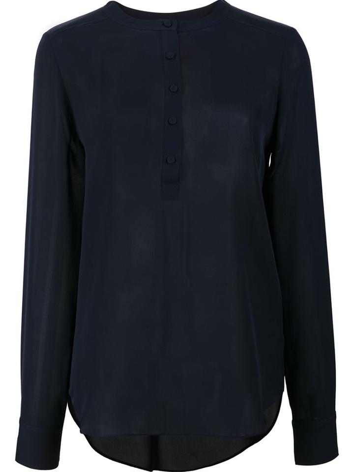 Veronica Beard Long Sleeve Blouse, Women's, Size: 8, Blue, Silk