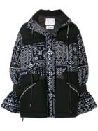 Sacai Floral Embroidered Padded Jacket - Blue