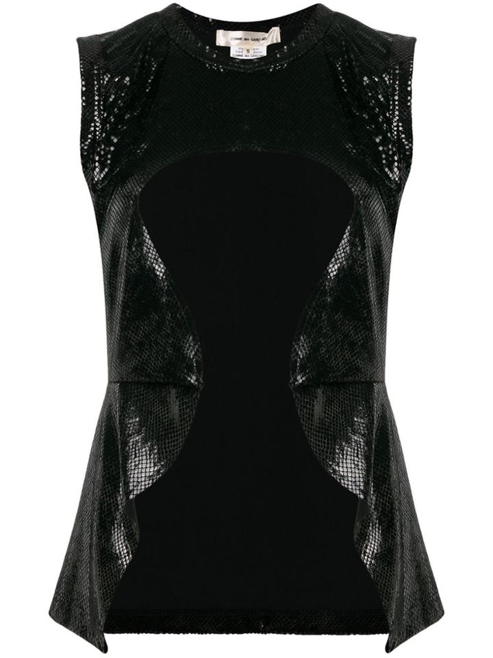 Comme Des Garçons Croc Effect Cutout Top - Black