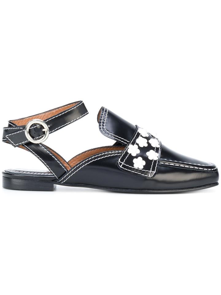 Nicole Saldaña Sling Back Slippers - Black
