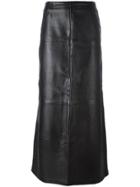Kenzo Vintage Leather Embroidered Long Skirt - Black