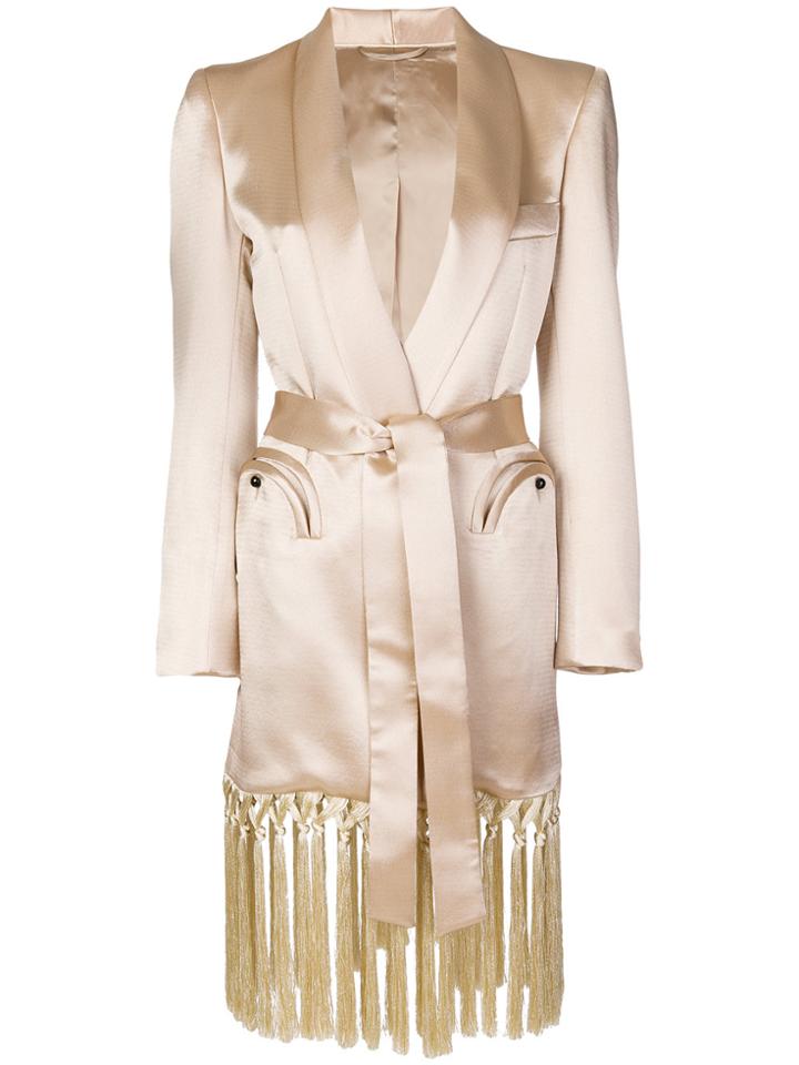 Blazé Milano Fringed Trench Coat - Nude & Neutrals