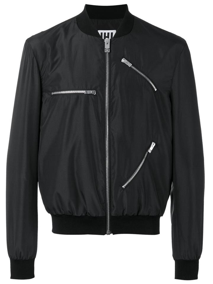 Les Hommes Urban Zip Detail Bomber Jacket - Black