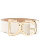 Dolce & Gabbana Gold Logo Plaque Belt - White