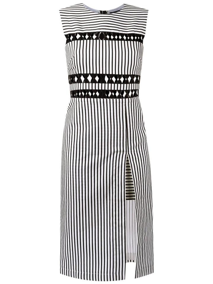 Reinaldo Lourenço - Striped Midi Dress - Women - Cotton - 40, Black, Cotton