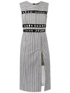Reinaldo Lourenço - Striped Midi Dress - Women - Cotton - 40, Black, Cotton