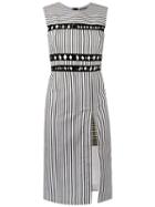 Reinaldo Lourenço - Striped Midi Dress - Women - Cotton - 40, Black, Cotton