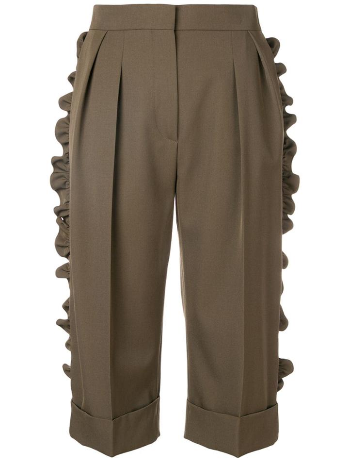 Max Mara Frill Trim Cropped Trousers - Green