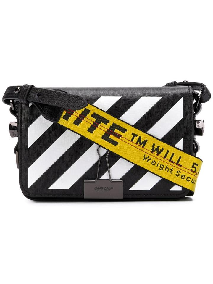 Off-white Diagonal Stripe Mini Crossbody Bag - Black