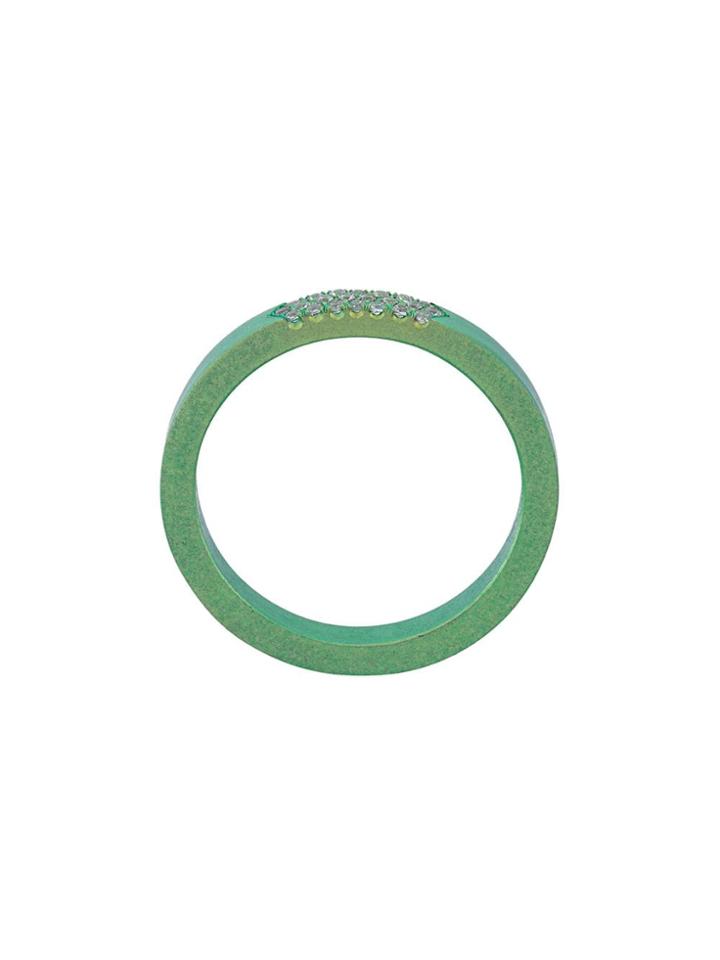 Eye M By Ileana Makri Thin Band Ring - Green