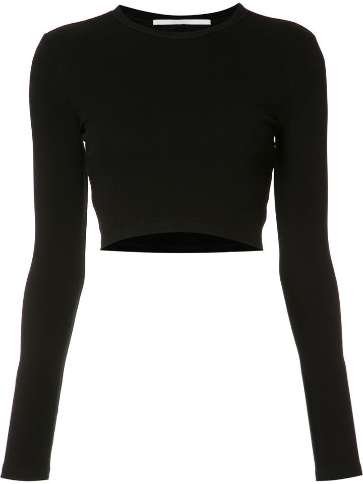 Rosetta Getty Cropped Blouse, Women's, Size: Large, Black, Cotton